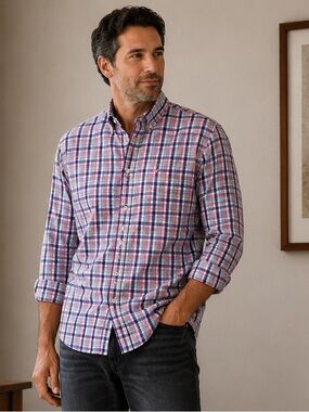 Ferrini Multi-Color Plaid Button-Down Shirt. BB27